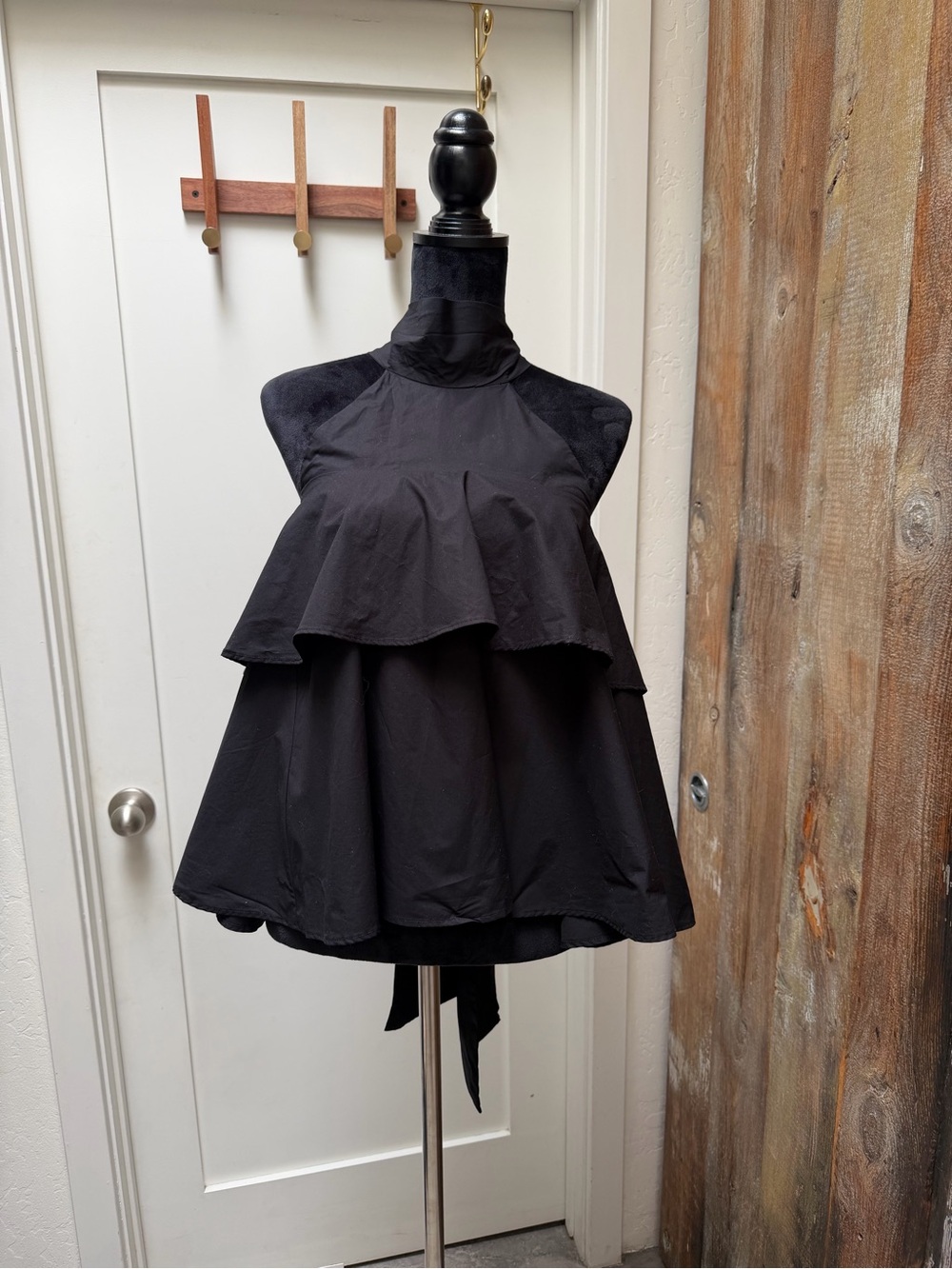 LA DoubleJ Black Layered Halter Tank Top